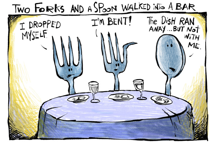 Fork cartoon by Mickey Paraskevas