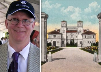 Gary Lawrance and vintage Boardman Residence postcard