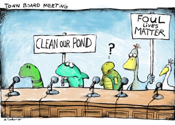 Georgica Pond cartoon by Mickey Paraskevas