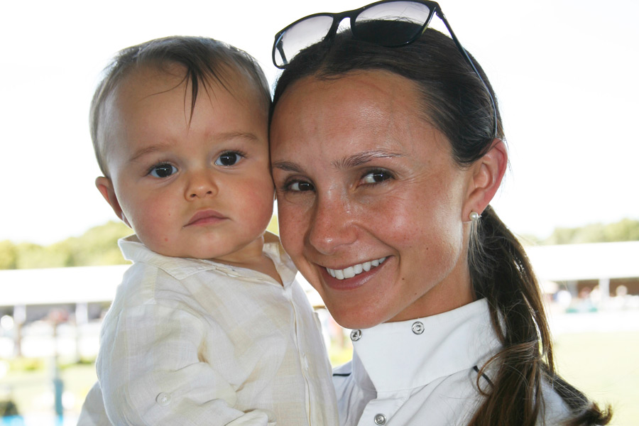 Georgina Bloomberg and son Jasper at the 2014 Hampton Classic on Friday