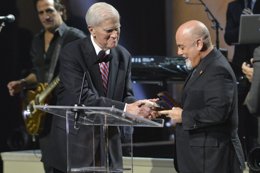 Librarian of Congress Dr. James Billington presents Billy Joel with the Library of Congress Gershwin Prize for Popular Song, November 19, 2014. Photo by Shawn Miller.