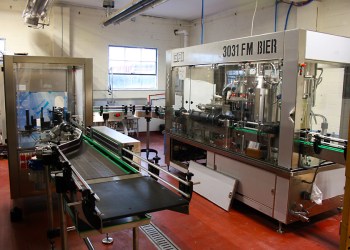 Greenport Harbor Brewing Co.'s new GAI bottling machine at their Peconic brew house