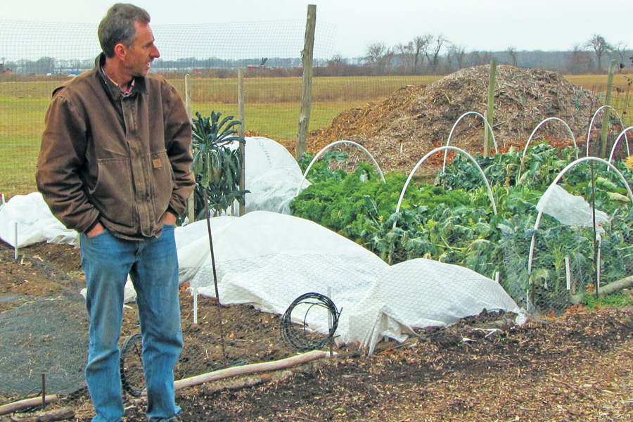 Herb Stroebel touring Hallockville's community gardens