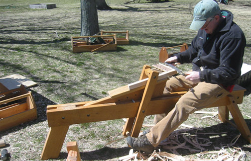 Tom Barry woodworking. Hallockville Museum Farm