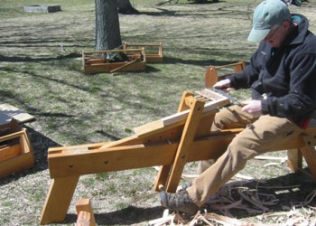 Tom Barry woodworking. Hallockville Museum Farm