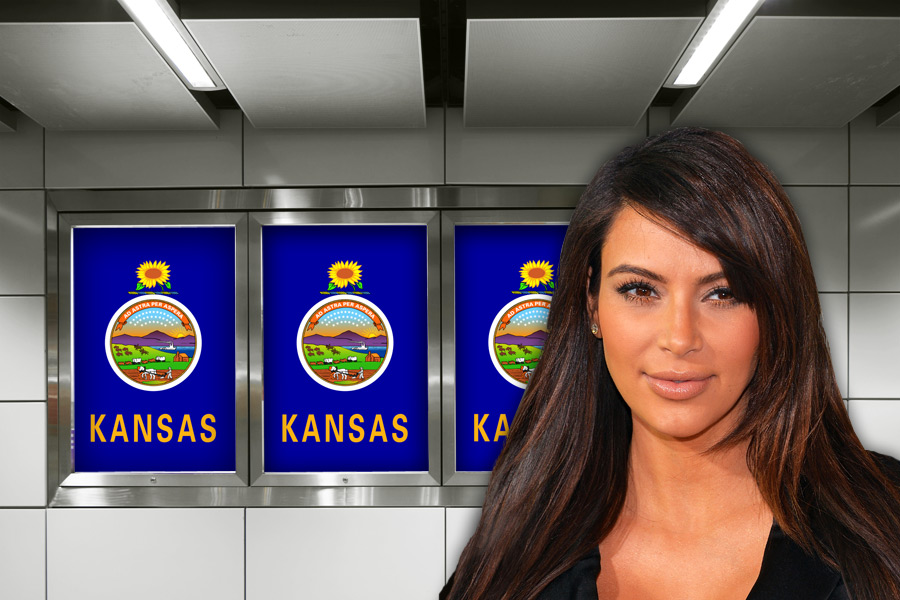 Kim Kardashian on the Hamptons Subway platform with new Kansas tourism ads