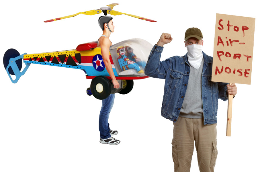 helicopter and protestors costumes