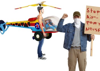 helicopter and protestors costumes