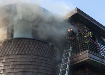 Dune Road fire in Bridgehampton, April 19.