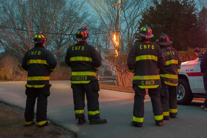 EHFD watches telephone pole burn while waiting for PSEG