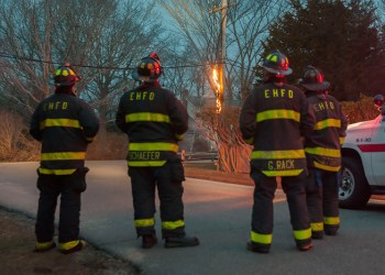 EHFD watches telephone pole burn while waiting for PSEG