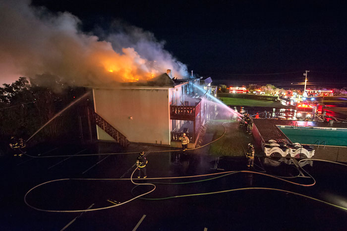 A Friday, October 30, 2015 fire at Hartman's Briney Breezes Motel in Montauk.
