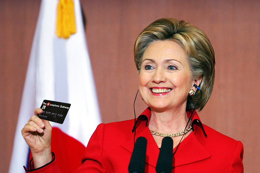 Hillary Clinton gets a Hamptons Subway Card