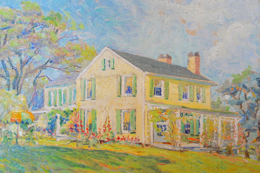 19th century painting of The Duvall Homestead by Shelter Island's Walter Cole Brigham (1870-1941)