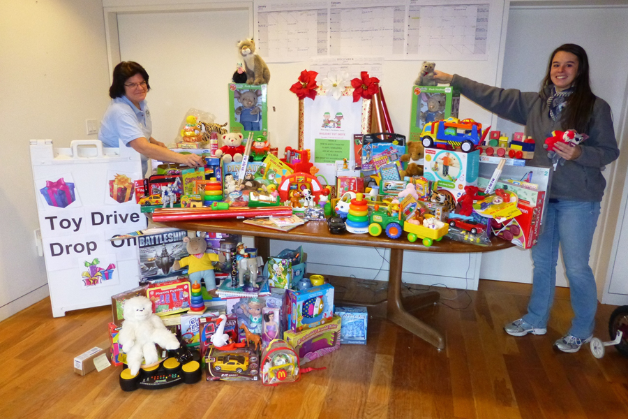 South Fork Natural History Museum nature educators Melanie Meade and Nicole Cummings prepare to distribute toys from the first SoFo Holiday Toy Drive