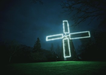 Beebe Windmill lit for Christmas in Bridgehampton