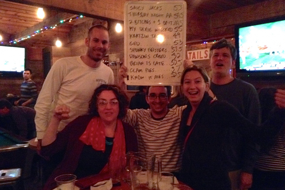 The Dan's Papers Trivia Team celebrates a second-place finish during a Townline BBQ Quiz Night last season.
