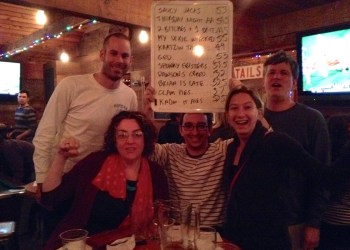 The Dan's Papers Trivia Team celebrates a second-place finish during a Townline BBQ Quiz Night last season.