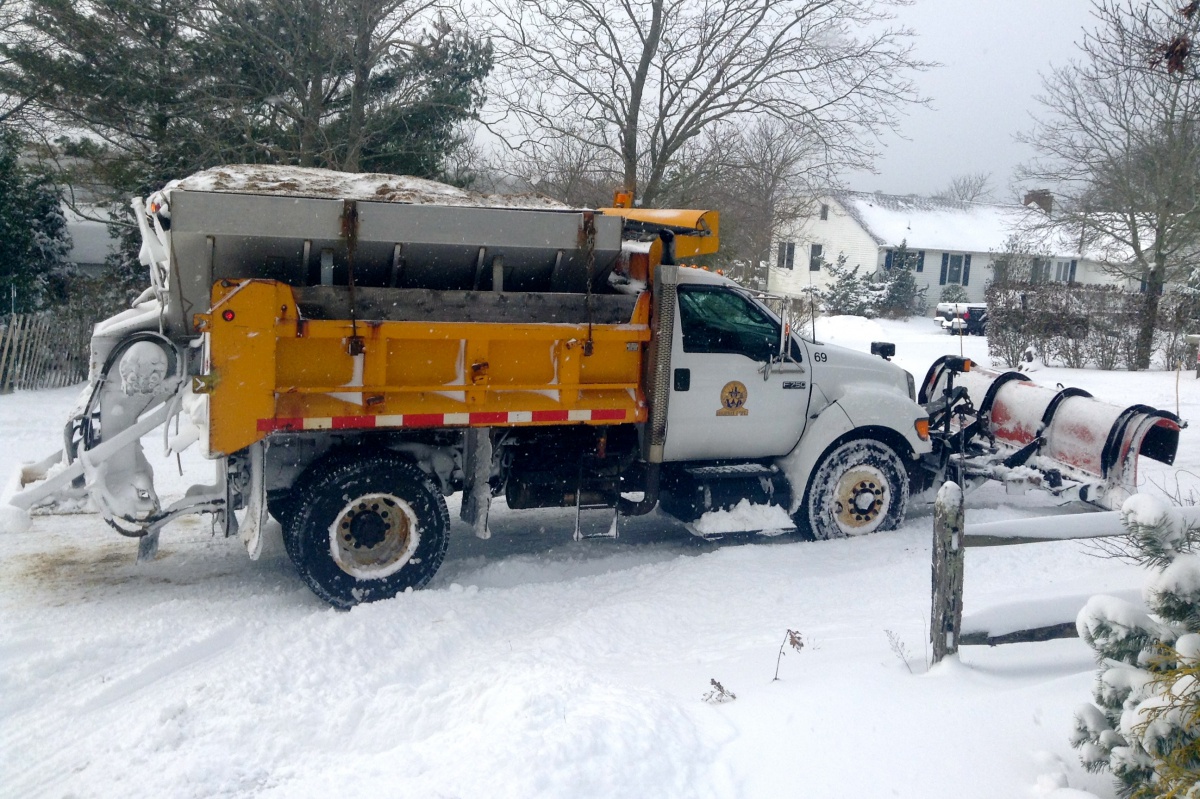 Snowplow in Hampton Bays.