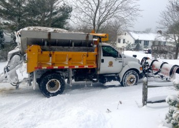 Snowplow in Hampton Bays.