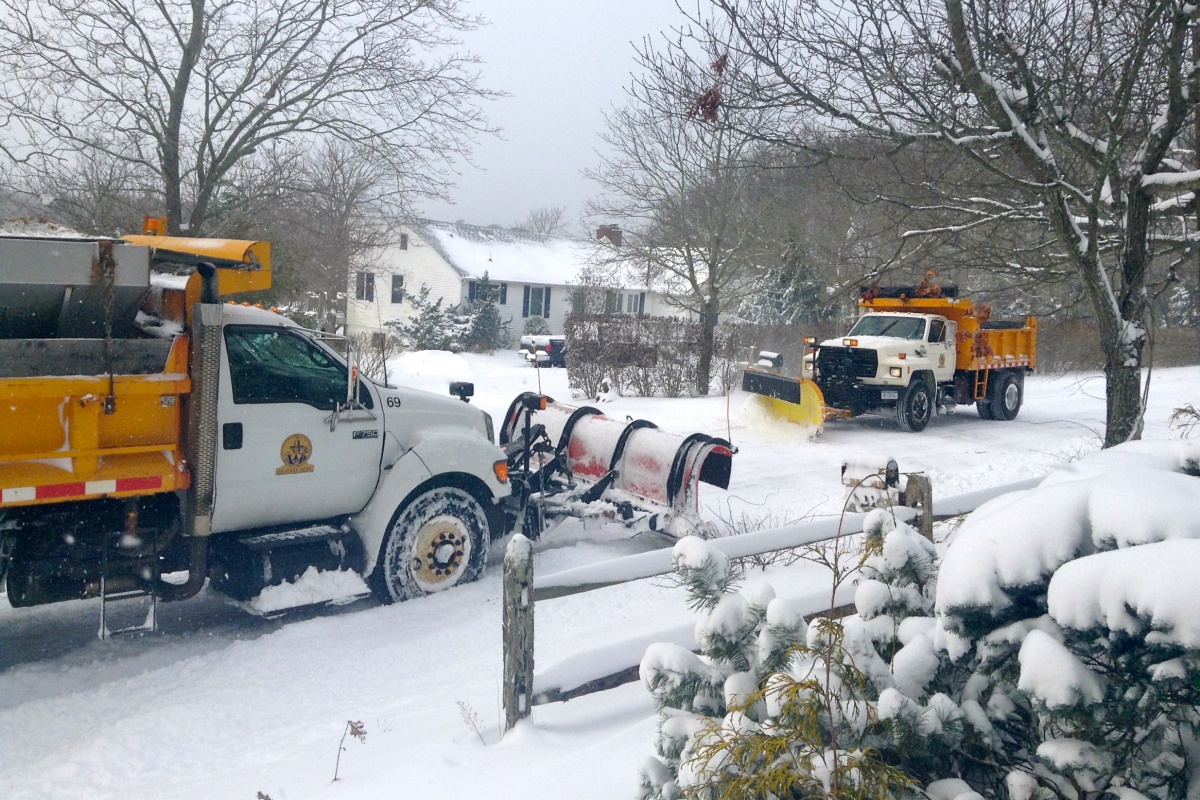 Snow plows in Hampton Bays. Photo credit: Brendan J. O'Reilly