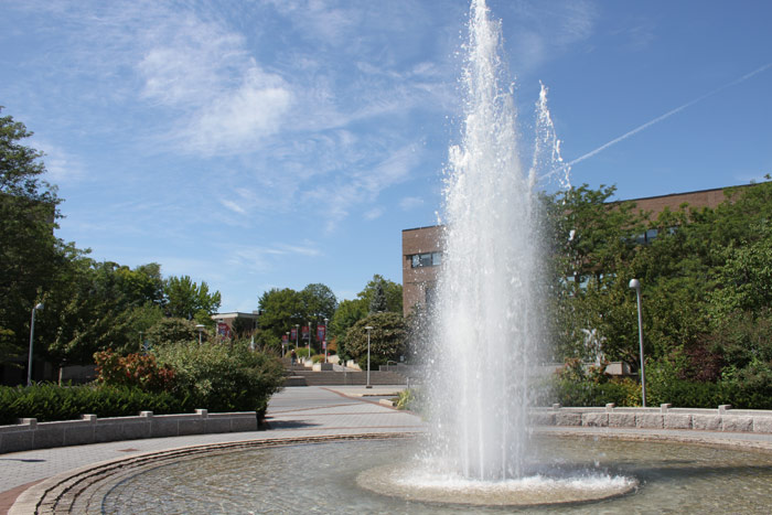 The Stony Brook University fountain.