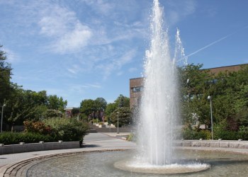 The Stony Brook University fountain.