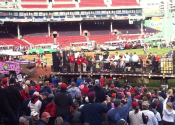 World Series victory ceremonies and parade kickoff at Fenway Park for the Boston Red Sox.