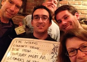 Brett, Dan K., Lee, Brendan and Allison took home the gold for the Dan's Papers trivia team on Thursday.
