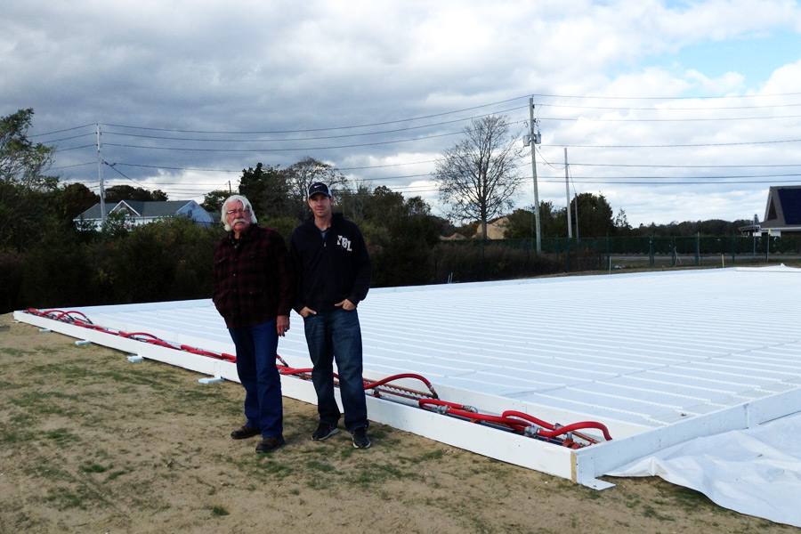 Will and Reid Hansen show off their new ice rink at Southampton Golf Range