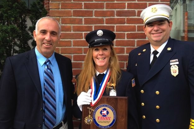 Legislator Jay Schneiderman, 2nd Lieutenant Karen Haab and Chief Ben Miller. Photo credit: Office of Legislator Schneiderman