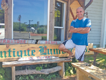 Jason Biondo at the Antique Lumber Company, photo by Kate Maier