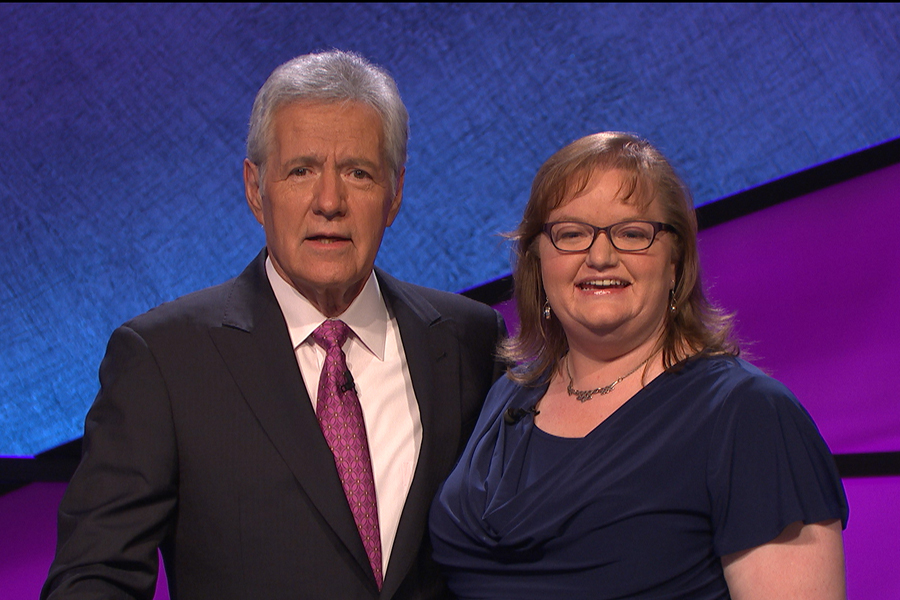 Alex Trebek and Jennifer Morgan.