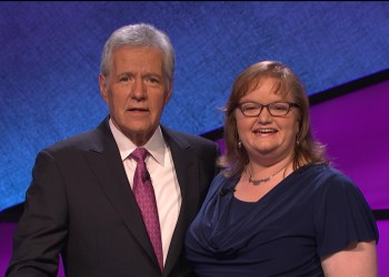 Alex Trebek and Jennifer Morgan.