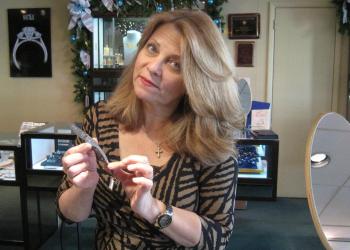 Donnalee Gray of Kay Cameron Fine Jewelry Holding A William Henry Knife