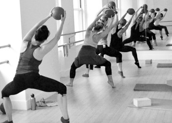 Having a ball at Elements Fitness Studio in East Hampton!