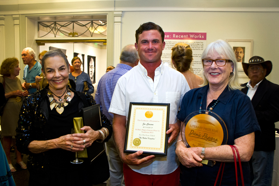 2013 Literary Prize winners, Eve Eliot, Joe Carson and winner Susan Duff