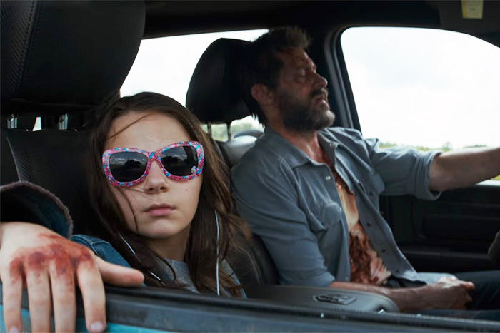 Dafne Keen and Hugh Jackman in "Logan,"