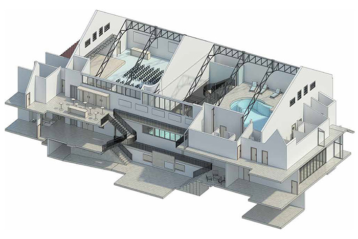 Model of exterior view of Montauk Playhouse