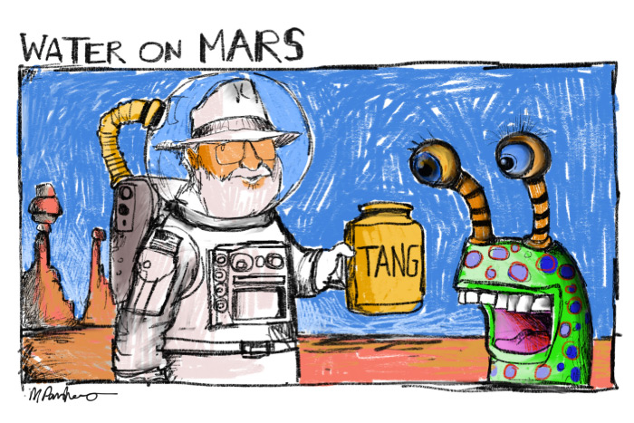 Mars water cartoon by Mickey Paraskevas