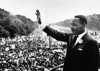 Martin Luther King Jr. prepares to deliver his famous 