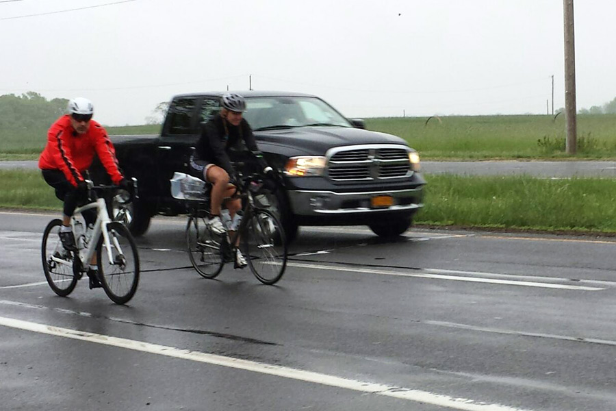 Matt Lauer takes his Red Nose Ride along Route 48 in Cutchogue