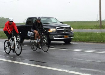 Matt Lauer takes his Red Nose Ride along Route 48 in Cutchogue