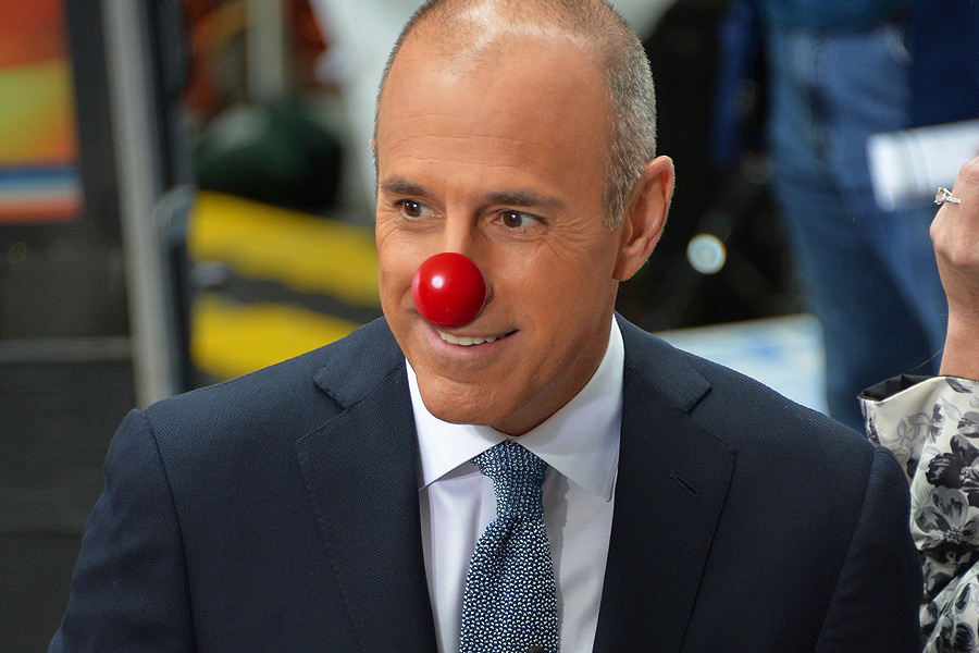 Matt Lauer rides for Red Nose Day