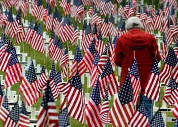 Memorial Day flags cemetery