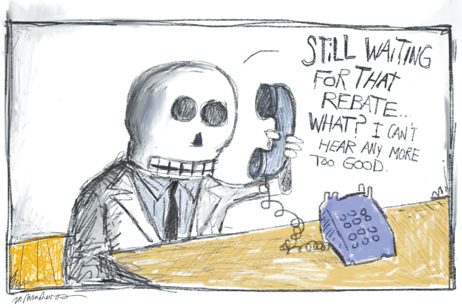 Rebate Cartoon by Mickey Paraskevas