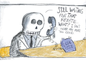 Rebate Cartoon by Mickey Paraskevas
