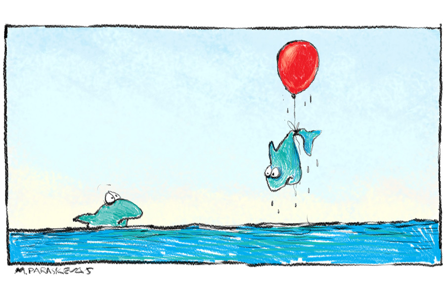 balloon-fish Cartoon by Mickey Paraskevas