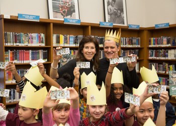 Isaac Mizrahi and PS 118 kids at Brooklyn Public Library