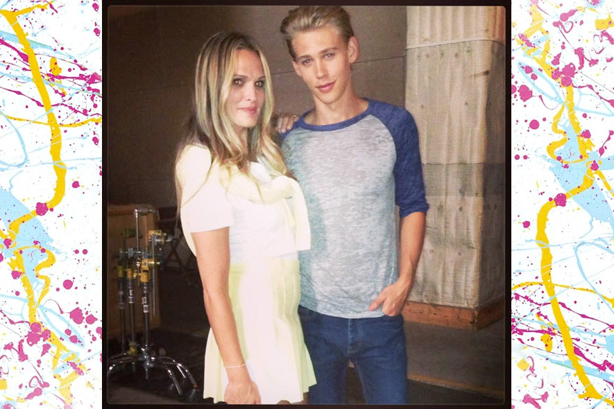 Molly Sims and Austin Butler on the set of The Carrie Diaries